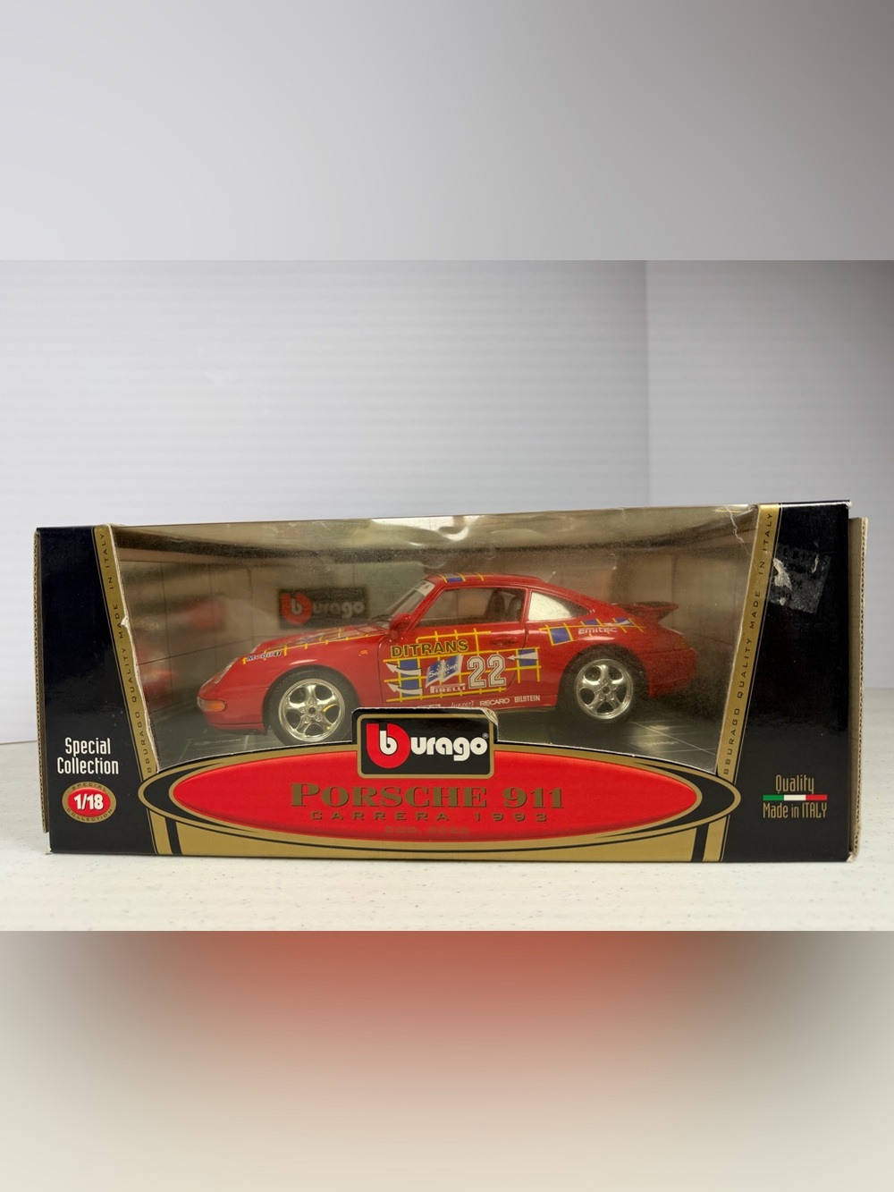 Bburago Porsche 911 Carrera 1993 #22 Racing 1:18 Diecast Model Car Made in Italy
